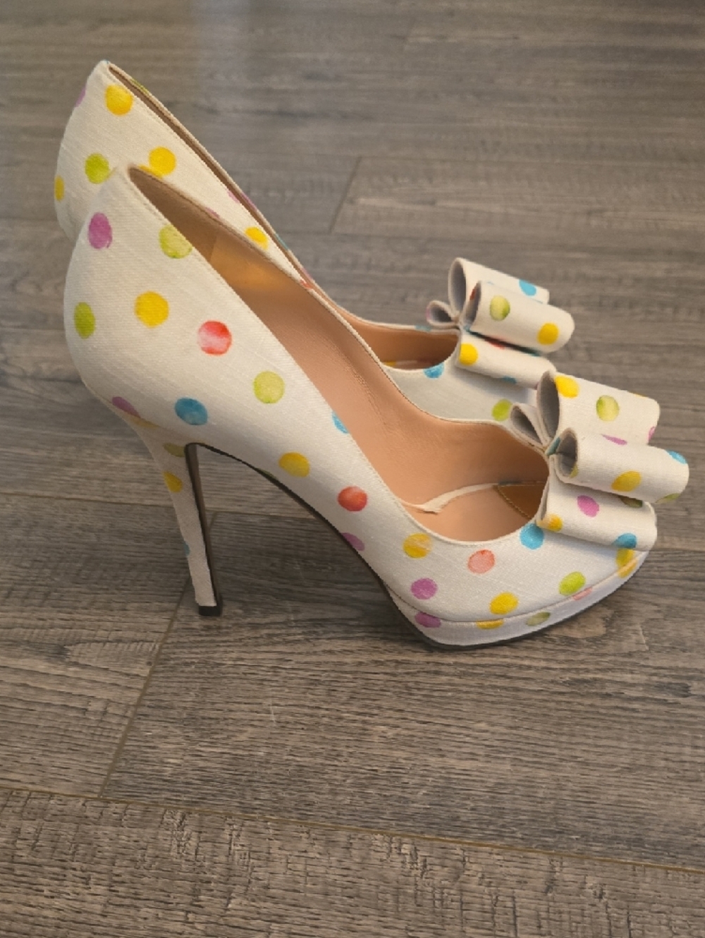 Dover Last Barbie Polka Dot Peep-Toe Heels with Bow Accent - Picture 4 of 9